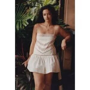 Maeve by Anthropologie Sleeveless Square-Neck Lace Mix Mini Dress